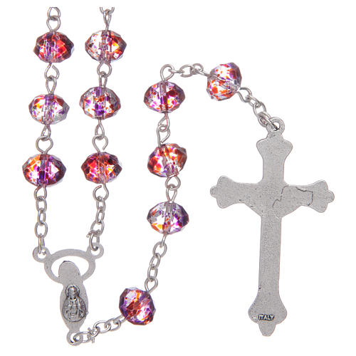 Rosary with red grains in multifaceted glass 2