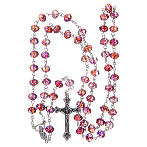 Rosary with red grains in multifaceted glass 4