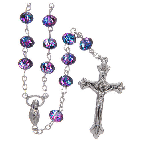 Rosary with purple multifaceted glass grains 1
