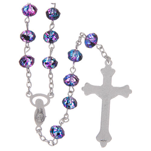 Rosary with purple multifaceted glass grains 2