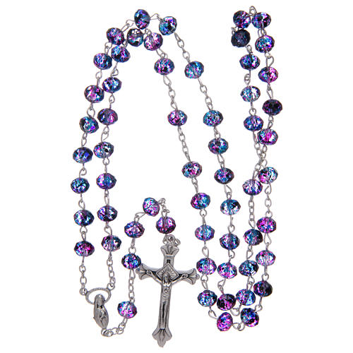 Rosary with purple multifaceted glass grains 4