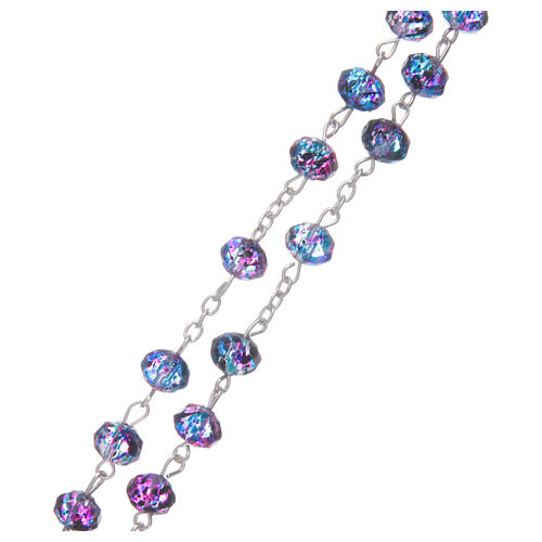 Rosary with purple multifaceted glass grains 3