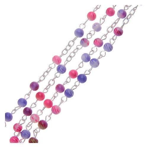 Rosenkranz mit bunten Glasperlen und gestreiftem Effekt 3