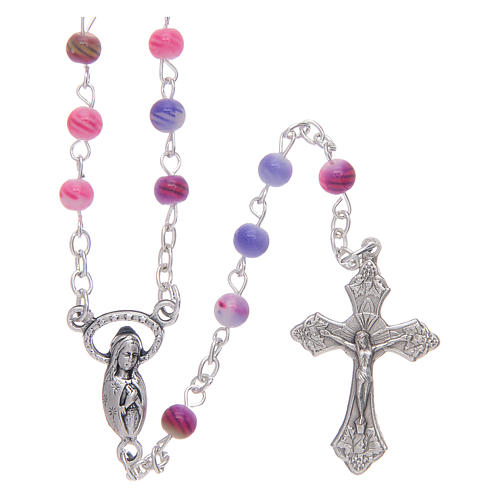 Rosary with multicoloured grains in glass 1