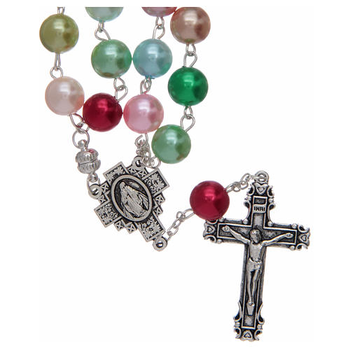 Rosary with glass pearl imitation grains multicoloured 1