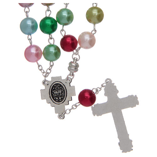 Rosary with glass pearl imitation grains multicoloured 2