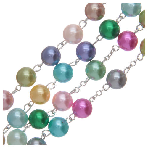 Rosary with glass pearl imitation grains multicoloured 3