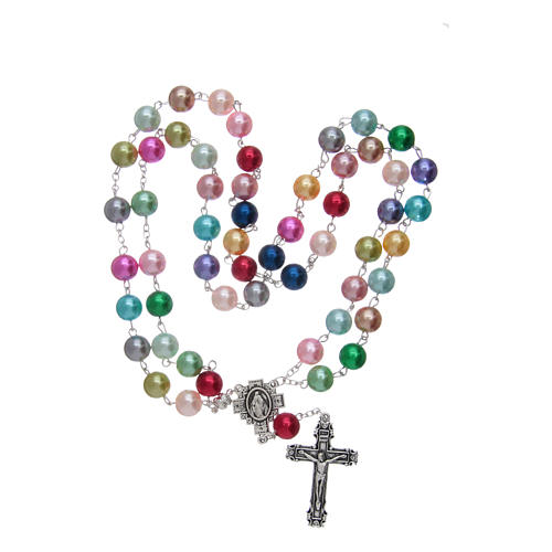 Rosary with glass pearl imitation grains multicoloured 4
