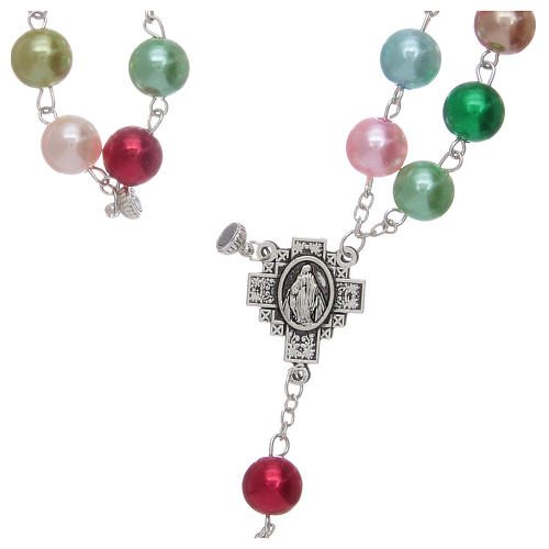 Rosary with glass pearl imitation grains multicoloured 5