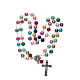 Rosary with glass pearl imitation grains multicoloured s4