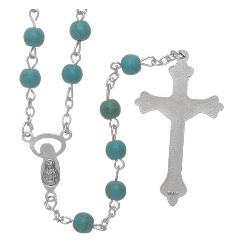 Rosary beads in turquoise glass, 6mm 2