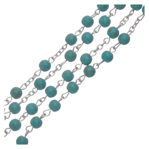 Rosary beads in turquoise glass, 6mm 3
