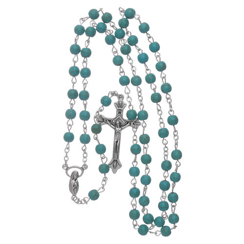 Rosary beads in turquoise glass, 6mm 4