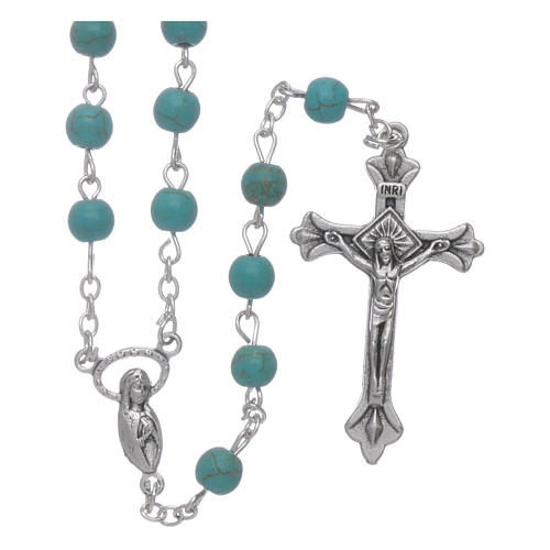 Rosary beads in turquoise glass, 6mm 1