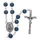 Our Lady of Fatima blue glass rosary beads with box s1