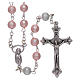 Rosary in glass, satinized metal and pearl imitation 6 mm pink s1