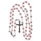 Rosary in glass, satinized metal and pearl imitation 6 mm pink s4