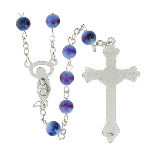 Rosary with 6 mm glass grains coloured in pale light blue 2