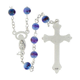 Rosary with 6 mm glass grains coloured in pale light blue