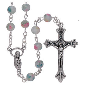 Rosary with glass grains 6 mm in pale light blue and pink