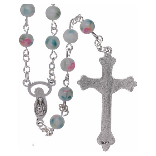 Rosary with glass grains 6 mm in pale light blue and pink 2