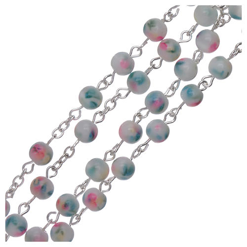 Rosary with glass grains 6 mm in pale light blue and pink 3