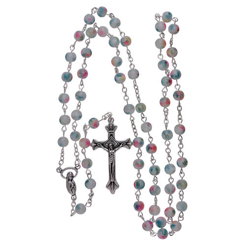 Rosary with glass grains 6 mm in pale light blue and pink 4