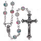 Rosary with glass grains 6 mm in pale light blue and pink s1