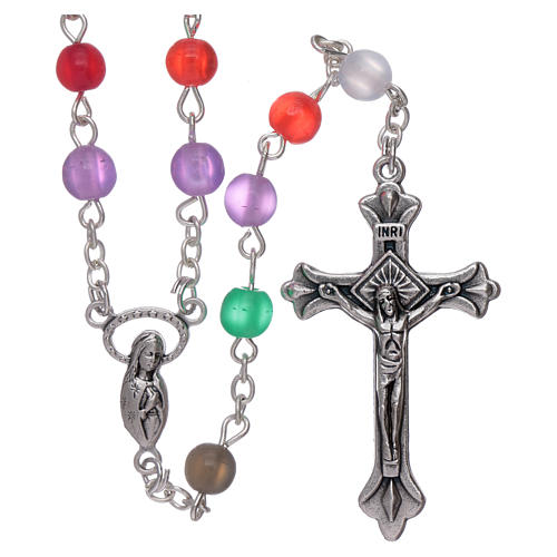 Rosary with " cat's eye" type grains 6 mm multicoloured 1