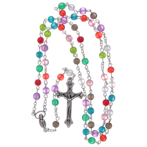 Rosary with " cat's eye" type grains 6 mm multicoloured 4