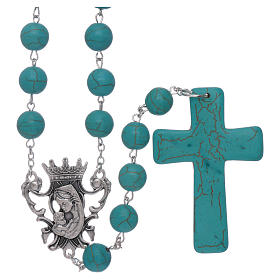 Rosary with turquoise glass grains 10 mm