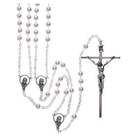 Rosenkranz aus Metall mit Kreuz und Perlen aus Glas und Plastik