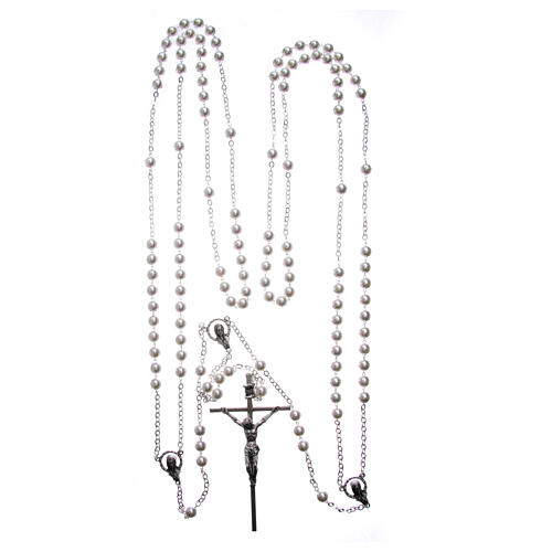 Rosenkranz aus Metall mit Kreuz und Perlen aus Glas und Plastik 4
