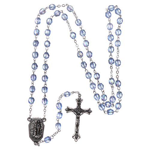 Andachtsrosenkranz mit Glasperlen Madonna von Lourdes mit Wassertropfen 4x3 mm 4