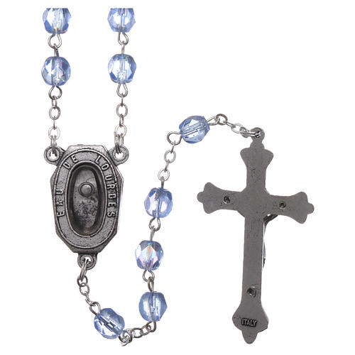 Rosary in glass Our Lady of Lourdes with Lourdes water 4x3 mm grains 2
