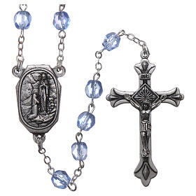 Devotional rosary Our Lady of Lourdes water light blue glass 4x3 mm
