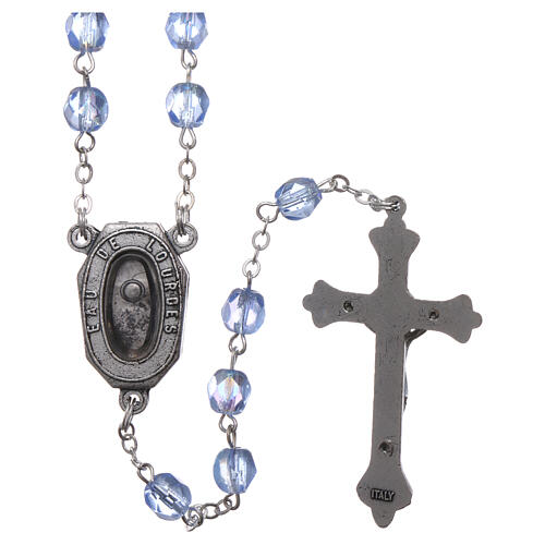 Devotional rosary Our Lady of Lourdes water light blue glass 4x3 mm 2