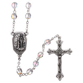 Rosenkranz mit Glasperlen Madonna von Lourdes mit Wassertropfen 4x3 mm