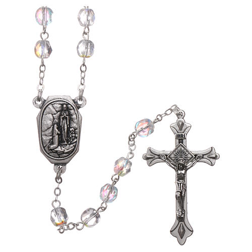 Glass rosary Our Lady of Lourdes with Lourdes water 4x3 mm grains 1