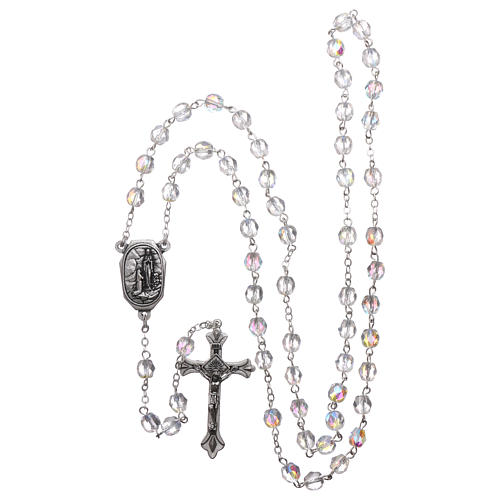 Glass rosary Our Lady of Lourdes with Lourdes water 4x3 mm grains 4