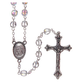 Rosary in glass Our Lady of Lourdes with Lourdes water 4x3 mm grains, prism