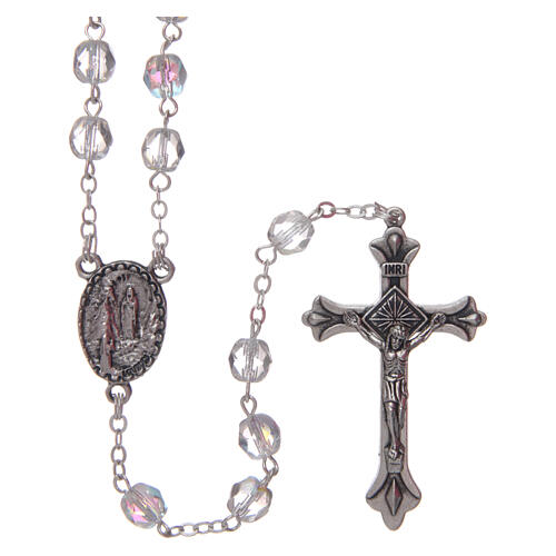 Glass rosary Our Lady of Lourdes 4 mm crystal color 1