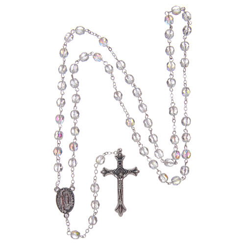 Glass rosary Our Lady of Lourdes 4 mm crystal color 4