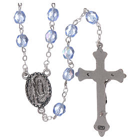 Rosenkranz mit hellblauen Glasperlen Madonna von Lourdes 4 mm
