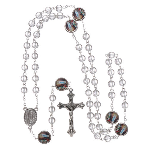 Rosenkranz mit kristallklaren Glasperlen Madonna von Lourdes 4 mm 4