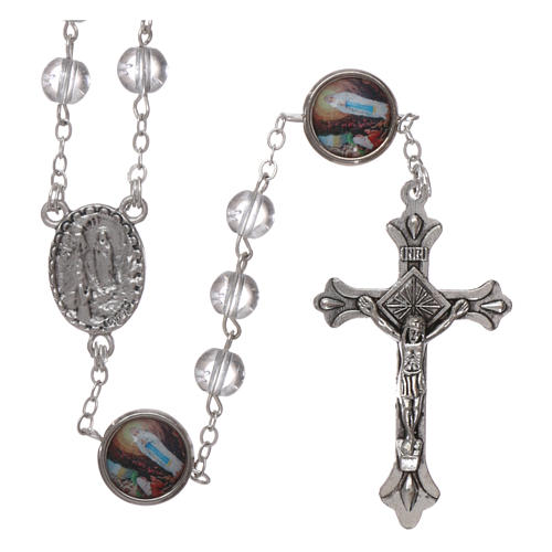 Rosary in glass Our Lady of Lourdes 4x4 mm grains 1