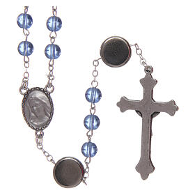 Glass rosary Our Lady of Lourdes 4 mm light blue