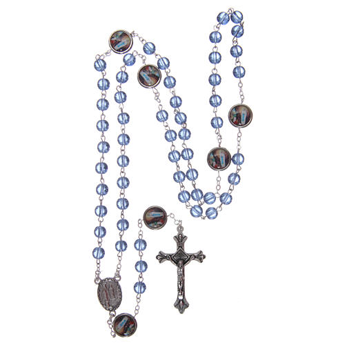 Glass rosary Our Lady of Lourdes 4 mm light blue 4