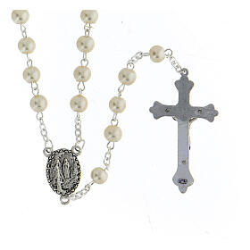 Glass rosary Our Lady of Lourdes 4 mm white