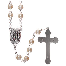 Rosary in glass Our Lady of Lourdes with Lourdes water 4x5 mm grains, white